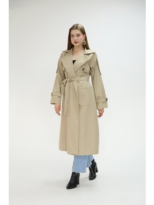 Quberz Cepli Kuşaklı Trençkot