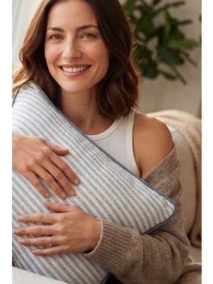 Jojomia Runa Kırlent Kılıfı Blue Stone 45x45 %100 Pamuk