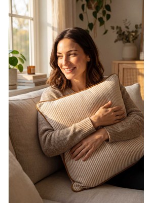 Jojomia Runa Kırlent Kılıfı Hardal 45x45 %100 Pamuk