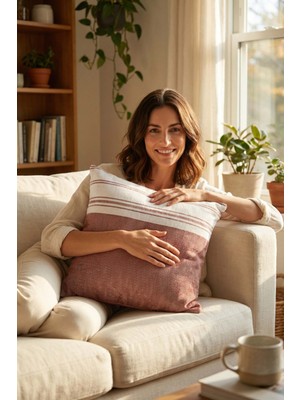 Jojomia Elya Kırlent Kılıfı Red Clay 45x45 %100 Pamuk