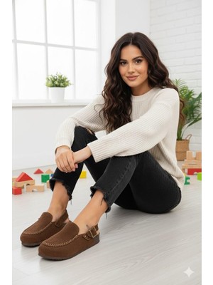 Manijero Alba MNR.010.02 Kadın Taba Günlük Hakiki Deri Sandalet Terlik