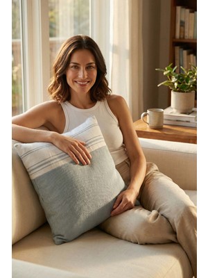 Jojomia Elya Kırlent Kılıfı Blue Stone 45x45 %100 Pamuk