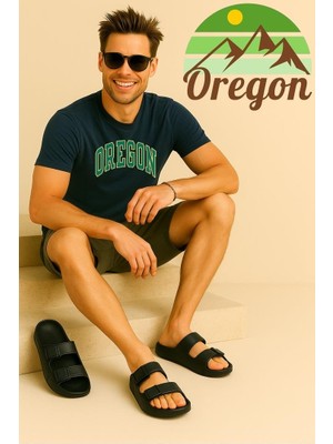 Oregon Shoes Feelup Comfort Eva Erkek Deniz Günlük Cırtlı Terlik Siyah