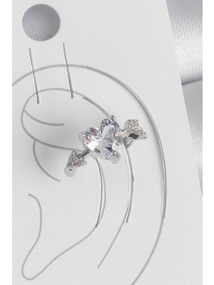 Ayder Timya Pirinç Gümüş Renk Zirkon Taşlı Yıldız Model Kadın Kıkırdak Küpe (Timya/1395) 192637