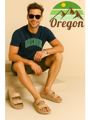 Oregon Shoes Feelup Comfort Eva Erkek Deniz Günlük Cırtlı Terlik Vizon