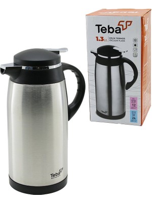 Tuncel Store 1.3lt Çeli̇k Termos Iç Kismi Cam 12 Saat Sicak - 24 Saat Soğuk Çi̇ft Contali Kapak (5389)