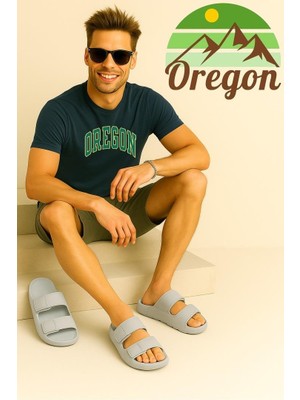 Oregon Shoes Feelup Comfort Eva Erkek Deniz Günlük Cırtlı Terlik Gri