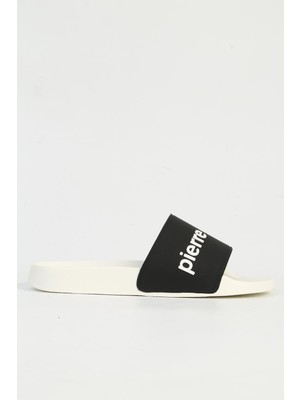 Pierre Cardin Erkek Tek Bant Terlik Beyaz Siyah PC-7435