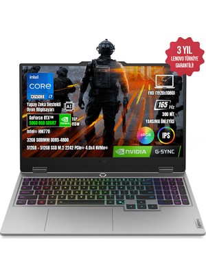 Lenovo Loq 17IRX10 83JH006ETR-09 I7-13650HX 32GB Ddr5 512GB+512GB SSD RTX5060 8gb 17.3" IPS 165Hz Freedos Taşınabilir Bilgisayar