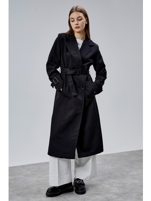 Bolivente Victoria Siyah Kemerli Regular Trençkot