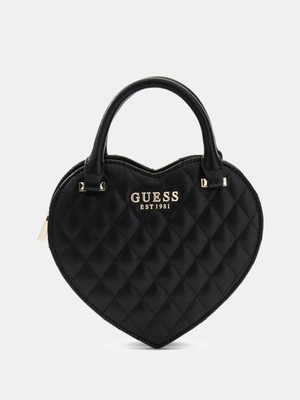 Guess Atabey Kalp Şekilli Kadın Siyah Çapraz Çanta HWQG9894770-BLA