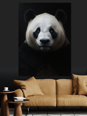 Artmeg Siyah Beyaz Panda Portresi Dekoratif Kanvas - Mdf Ahşap Tablo