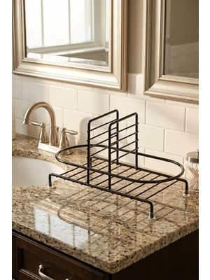 Siyah Sıvı Sabunluk Standı Tezgah Üstü Banyo Mutfak Düzenleyici, Yuvarlak Organizer