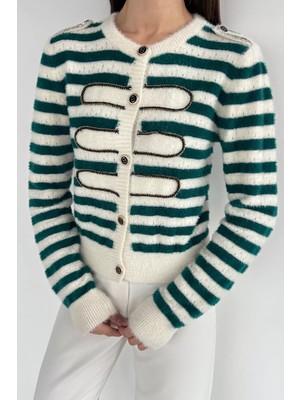 Gülseli Çizgili Yumoş Triko Hırka (S,m,l Uyumludur) P-00018212