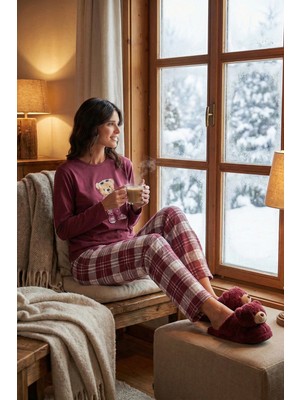 Lela Pamuklu Regular Fit Baskılı Bisiklet Yaka Pijama Takımı Bayan Pijama Takımı 65723314