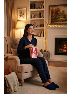 Lela Regular Fit Gömlek Yaka Uzun Kollu Pijama Takımı Bayan Pijama Takımı 65750701