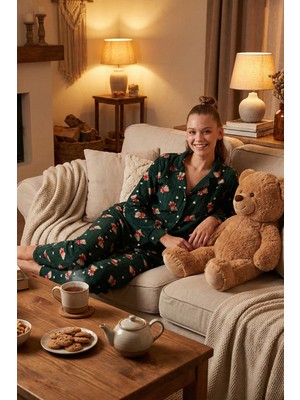 Lela Standart Fit Düğmeli Polarlı Pijama Takımı Bayan Pijama Takımı 6095615