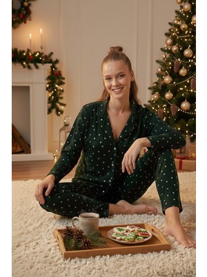 Lela Streç Standart Fit Düğmeli Pijama Takımı Bayan Pijama Takımı 60956601