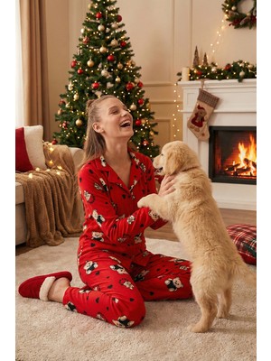 Lela Streç Standart Fit Desenli Pijama Takımı Bayan Pijama Takımı 60956602