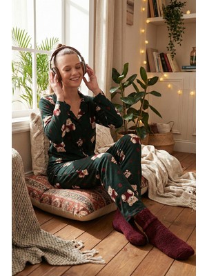 Lela Streç Standart Fit Desenli Pijama Takımı Bayan Pijama Takımı 60956602