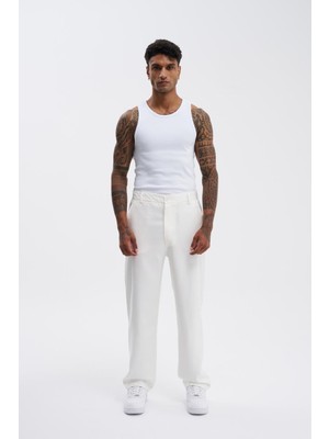 Machinist Erkek Oversize Baggy Pantolon Beyaz