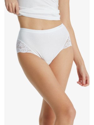 Blackspade Kadın Slip Külot 1333 - Beyaz Tekli Örme Kumaş Düz Desenli Rahat Tasarım