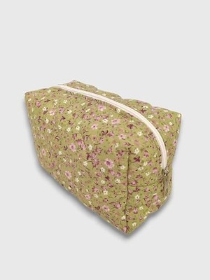 Makyaj Çantası | Makeup Bag | Kapitone Bakım Seyahat Kozmetik Çantası (Yeşil)