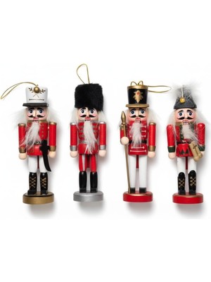 13CM Nutcracker Ahşap Asker Fındıkkıran, Fındıkkıran Asker Şekilli Kukla Ahşap Dekoru Festival Dekoru Yılbaşı Nodel Süsleri Hediyelik Eşya (4'lü Paket Model1, 13 Cm)