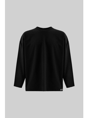 Machinist Erkek Baskılı Uzun Kollu Tişört Siyah