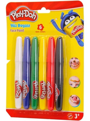 Play-Doh Yüz Boyası 6 Renk 125 mm Kalem Boyu Standart Renkler ile Eğlenceli Yüz Boyama