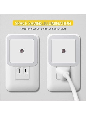 LED Gece Lambası, Duvara Takılan Gece Lambası, Alacakaranlık Sensörlü, 0.5W Enerji Tasarruflu, Koridor, Merdiven, Mutfak, Banyo ve Yatak Odaları Için Ideal (6'lı Paket)