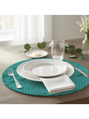 Pals Tekstil Deri Amerikan Servis / Supla / Placemats / 34X34 Yuvarlak / 4'lü Set