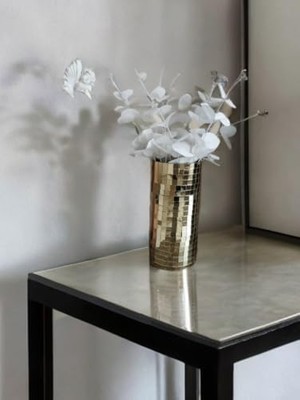 Işıltı Home Design Aynalı Cam Vazo Gold