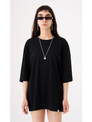 Machinist Kadın Basic Oversize Pamuklu Süprem T-Shirt Siyah