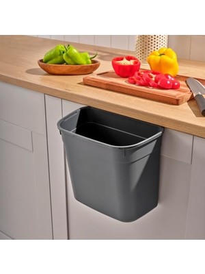 7 Litre Dolap Kapağına Takılabilir Kapaklı Askılı Çöp Kovası, Plastik, Mutfak ve Banyo Için Pratik Atık Toplama Çözümü, Uzun Ömürlü ve Kolay Temizlenebilir (Gri)