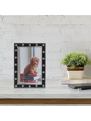 4x6 Gümüş Metal ve Siyah Resim Çerçevesi, Pençe Baskı Tasarımı