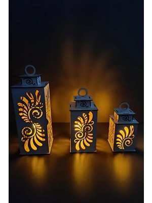 Ahşap Dekoratif Mumluk Beyaz 3