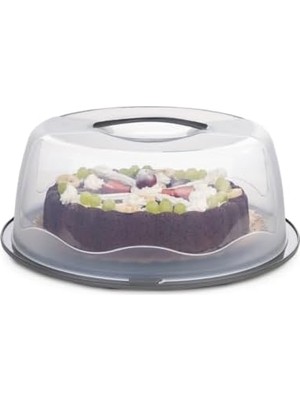 Geçmeli Kilitli, Kapaklı ve Kulplu Yaş Pasta, Kek Taşıyıcı, Mutfak Saklama Için Yuvarlak, Bpa Içermeyen Kek Fanusu, Börek, Çörek Saklama Kabı,, Turta Taşıma Kutusu (1, Gri, 12×28)