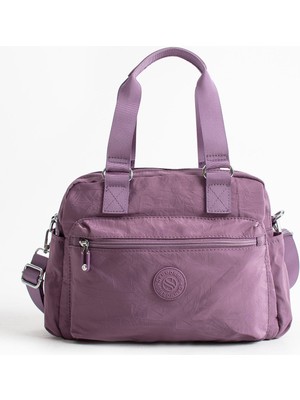 Sanmorris  Kadın Paraşüt Kumaş 4 Bölmeli Çapraz Askılı El ve Omuz Çantası