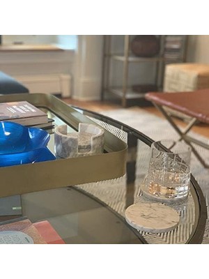 Fox Run Doğal Cilalı Mermer Taş Bardak Altlığı, 4'lü Set, Tutuculu, Beyaz