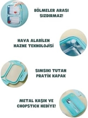 Bento 700ML Lunchbox Tek Katlı 2 Bölmeli Çelik Sefer Tası Yemek Kutusu (Pembe)