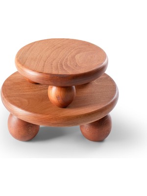 2'li Set El Yapımı Ahşap Top Ayaklı Sunum Tabağı Tahtası Kaliteli Dekoratif Sunumluk