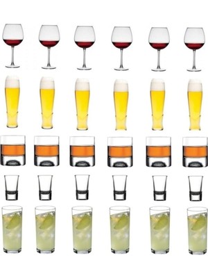 Yılbaşı Özel Meşrubat Bardağı Şarap Viski ve Shot Bardak Seti 30 Parça Orjinal