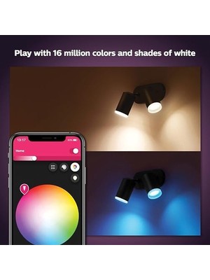 Hue Fugato Çift Spot Renkli Akıllı LED Armatür, Siyah, 2X4.2W