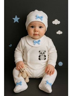 Aki Moda Kids Erkek Bebek Yeni Doğan Pamuklu 5li Hastane Çıkış Seti