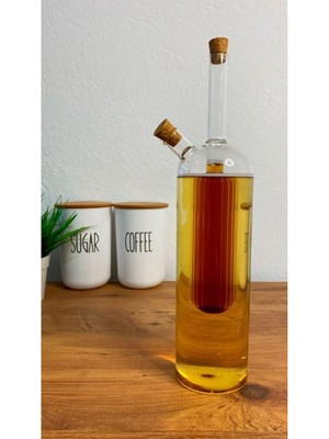 Çift Çidarlı Borosilikat Yağlık & Sirkelik Mantar Kapaklı 2 In 1 Yağdanlık 1 Litre