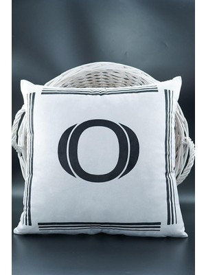 Harfli Kırlent Kılıfı Kadife 43X43 cm Çift Taraflı O Harfi Kedi Desenli Evlilik Teklifi Doğum Günü