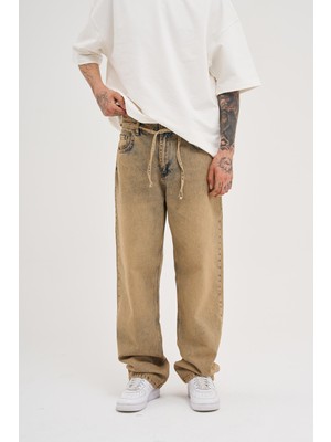 Machinist Erkek Oversize Baggy Yıkamalı Jean Pantolon Açık Mavi