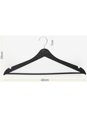 24 Adet Siyah Ahşap Görünümlü Plastik Askı Kıyafet Elbise Gömlek Askısı
