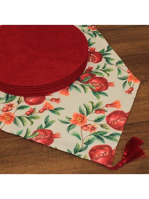 Desenli Beyaz Zemin Arka Plan Baskılı Runner Servis 40X150 cm